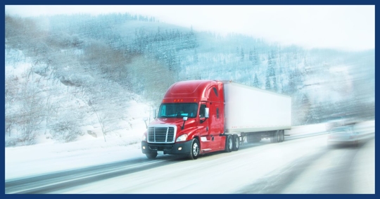 truck driving in snow