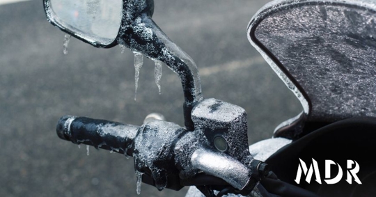 motorcycle with ice